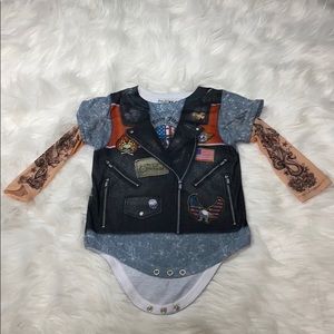 Baby Biker Onesie with tattoo sleeves